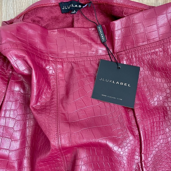 JLUXLABEL Croc embossed faux leather pants, Maroon Size  L NWT - Picture 6 of 7